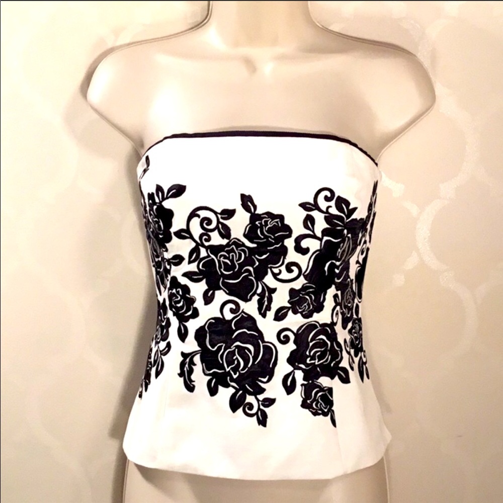 WHBM EMBROIDERED FLORAL LINED BUSTIER, size 2.